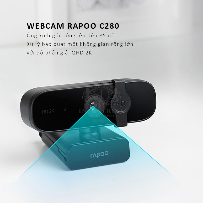 Webcam Rapoo C280 QHD 2K Live Stream, dạy học online, gọi điện video, webcam họp trực tuyến Hàng chính hãng