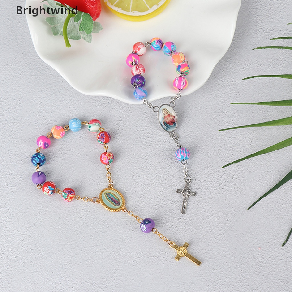 [Brightwind] Rosary Bead Bracelet Catholic Pendant Virgin Mary Christian Religious Jewelry Hot Sell