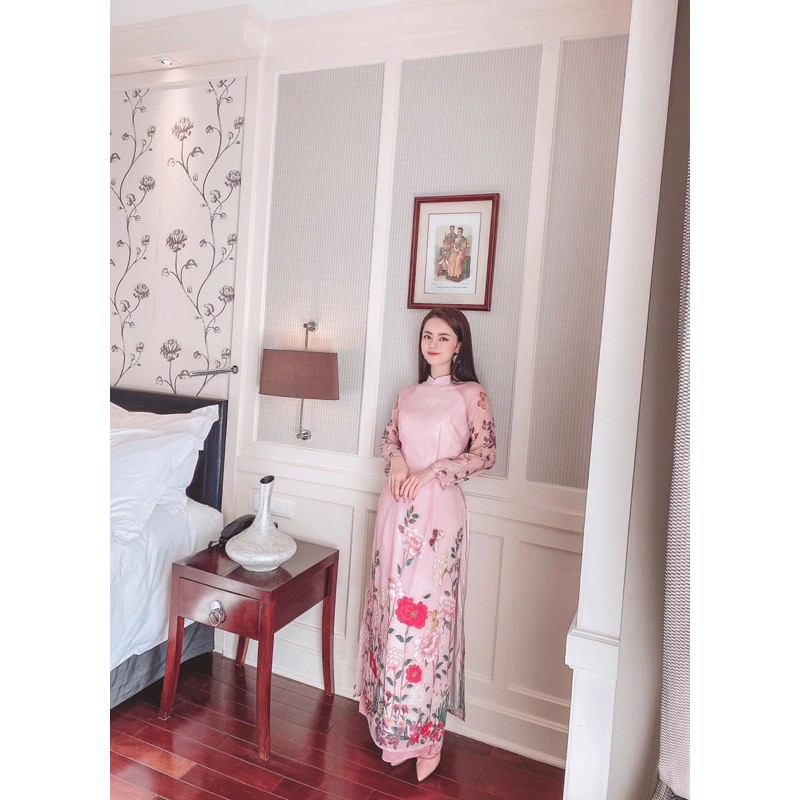 ⚡️BÁN SỈ⚡️Áo dài tơ 4 tà đính cườm thủ công