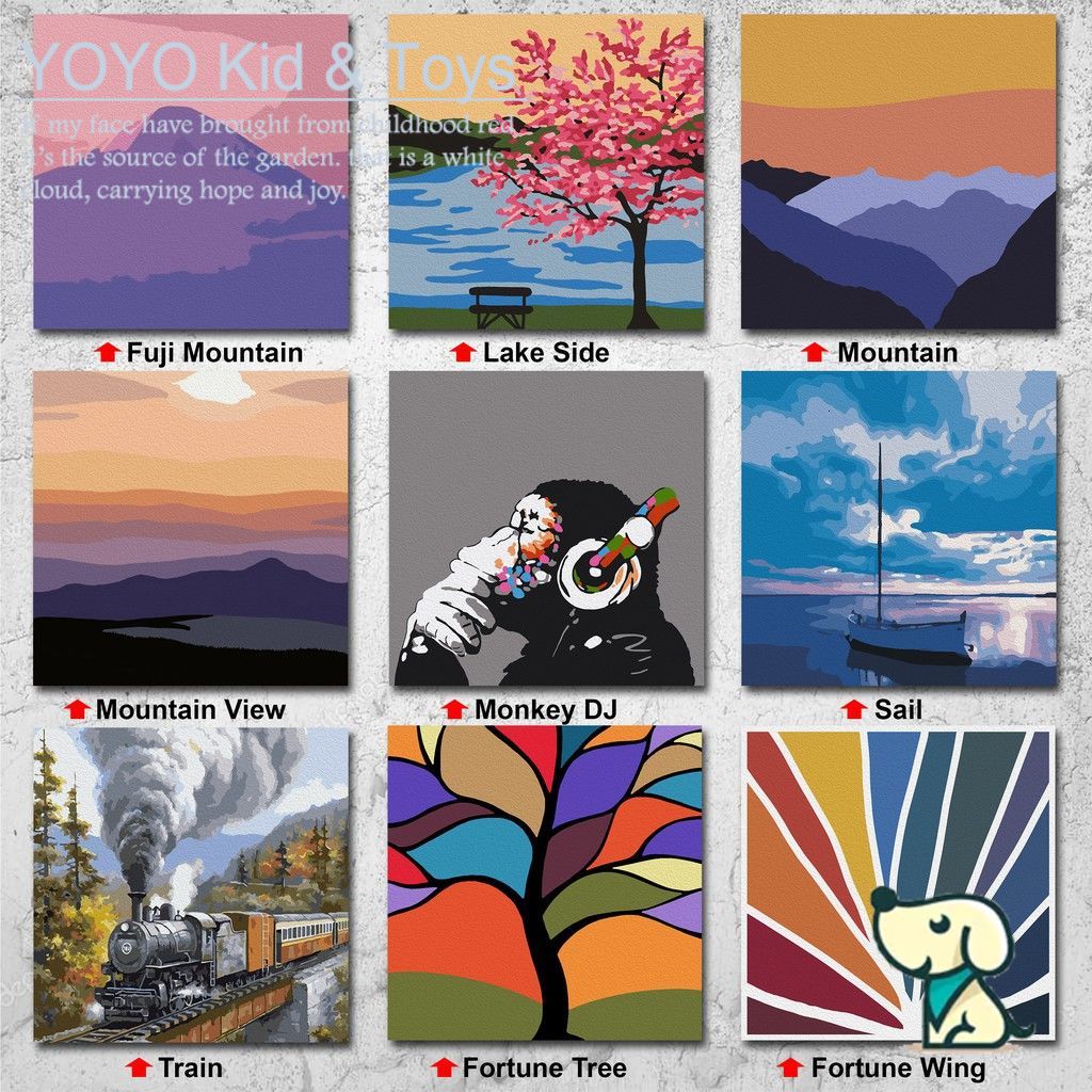 YoYo❤️ Wall Art /Dầu Số Hóa Tự Tô Màu Theo Số/  DIY Canvas Acrylic Paint / Painting kit / Deco Colouring art / 20X20CM noframe 12 XH123 | BigBuy360 - bigbuy360.vn