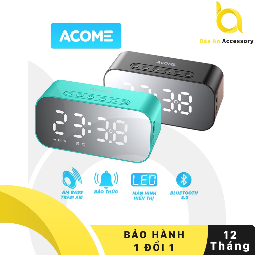 Loa Bluetooth ACOME A5 5W Màn Hình LED Đồng Hồ Báo Thức Âm Thanh Chất Lượng Cao - Hỗ Trợ Thẻ Nhớ & Nghe FM