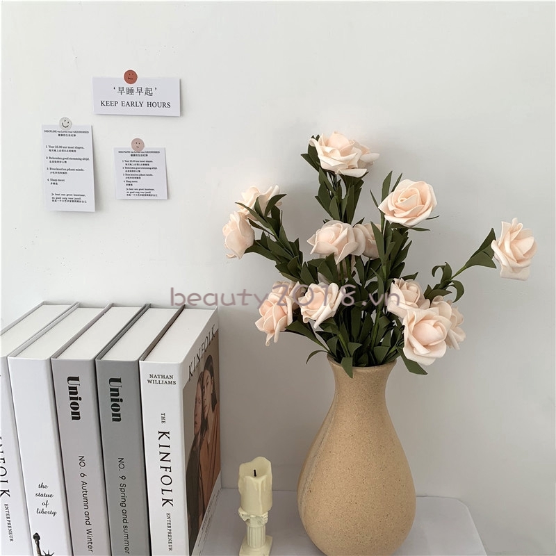 Hoa hồng nhân tạo thiết kế xinh đẹp phù hợp trang trí phòng nhà 48cm