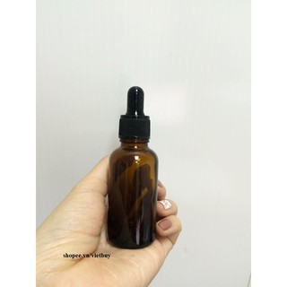 Chai thủy tinh nâu đầu bóp đen 30ml