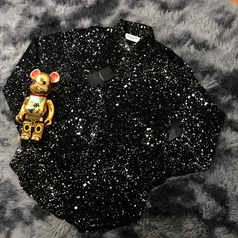 Áo sơ mi Saint Laurent chấm sơn, vải tole lạnh, mát, rũ, cao cấp