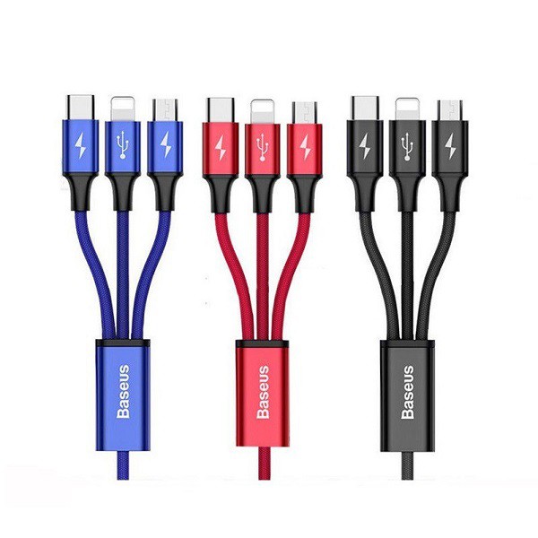 Dây Cáp Sạc đa năng 3 trong 1 hỗ trợ 3 Đầu lp - Micro USB - Type C