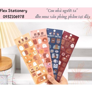 STICKER GẤU SWEET BEAR DỄ THƯƠNG, GẤU NÂU KHÔNG THẤM NƯỚC