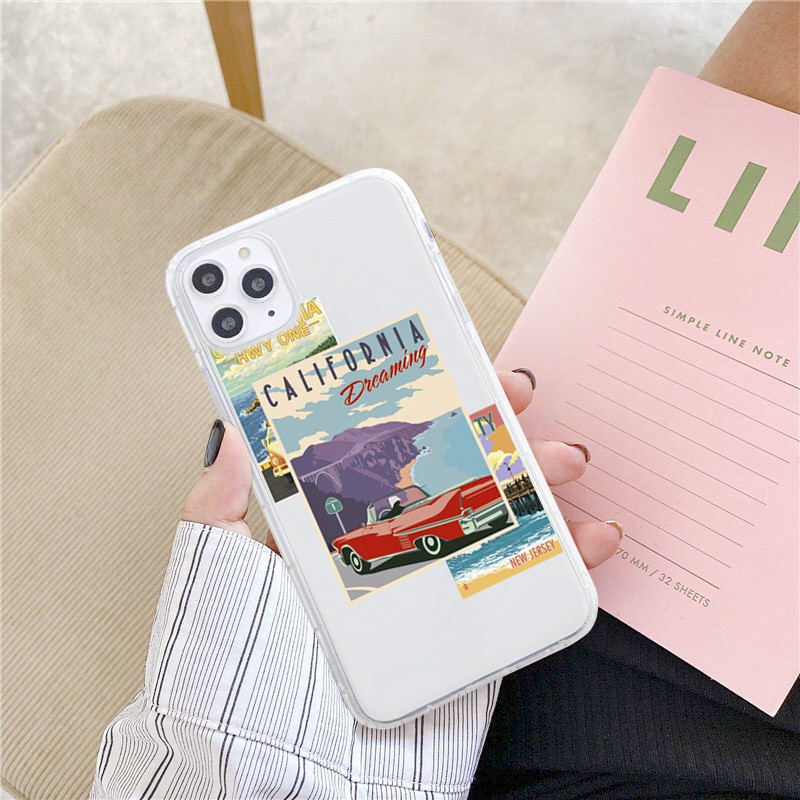 Ốp lưng iphone trong suốt hình CALIFORNIA điện thoại 6 6s 7 8 plus x xs xr 11 pro max se2 12 mini 12 pro max t55