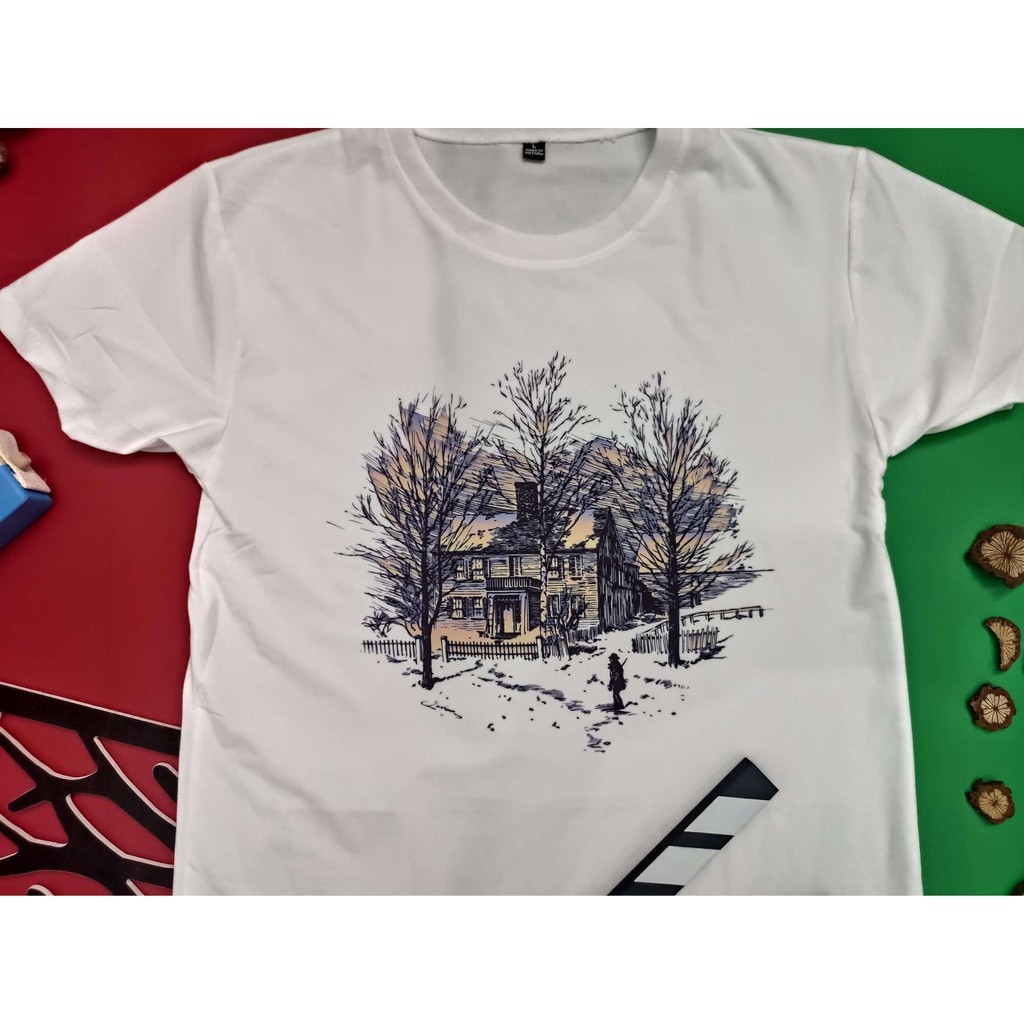Áo thun nam nữ tay lỡ vải cotton form rộng màu trắng Hạ Băng Designs - Forest