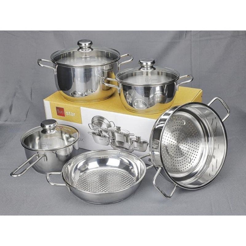 Bộ Nồi 8 món FIVE STAR inox 430 Bảo Hành 5 Năm Chính Hãng