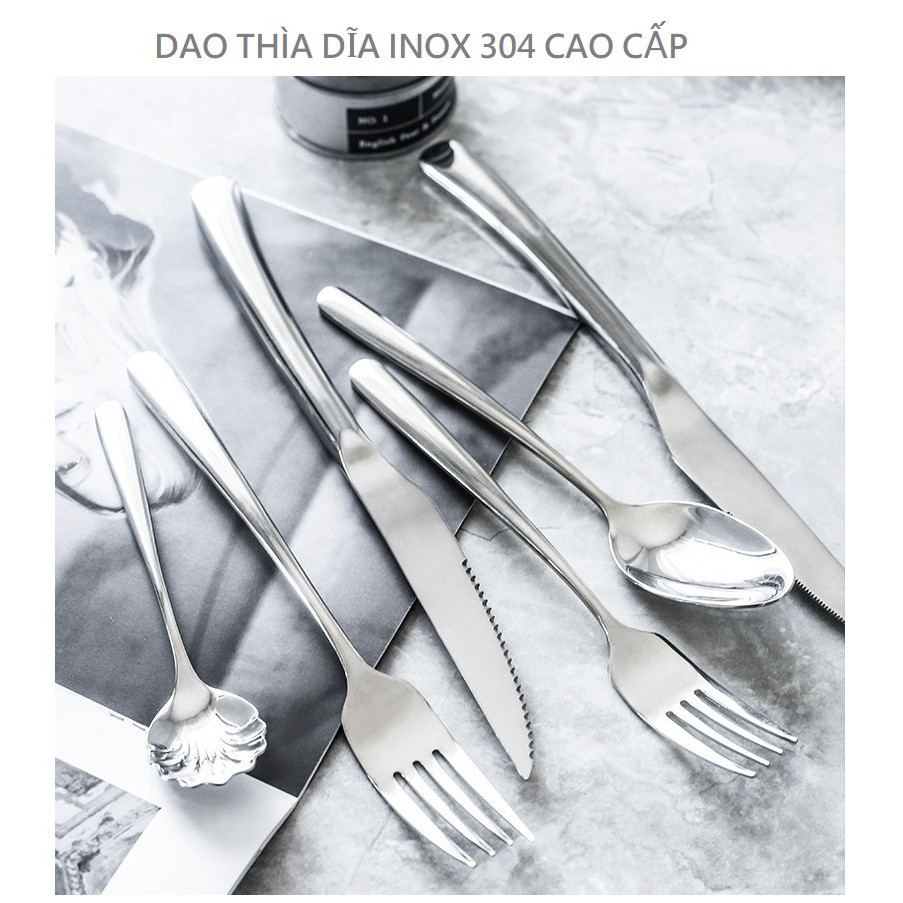 Bộ dao thìa dĩa inox 304 khách sạn cao cấp 4 món, 3 món dầy dặn sáng bóng