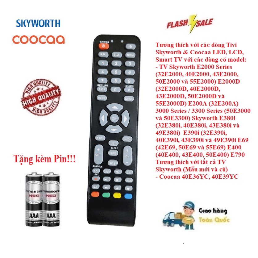 Remote Điều khiển tivi đa năng Skyworth & Coocaa - Hàng tốt 100% Tặng kèm Pin!!!