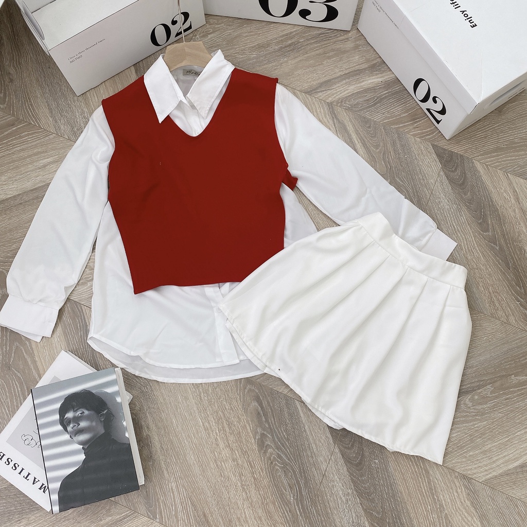 sét đồ nữ cá tính, sét áo sơ mi trắng nữ áo gile croptop chuẩn style trend có thể mix chung hoặc tách rời Diểm Shop | BigBuy360 - bigbuy360.vn