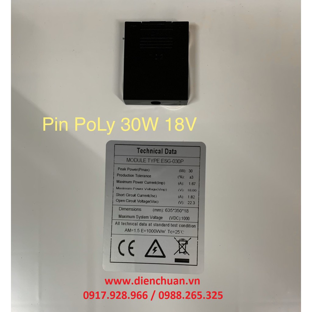 Tấm pin năng lượng mặt trời Poly 30W hiệu suất cao nhất