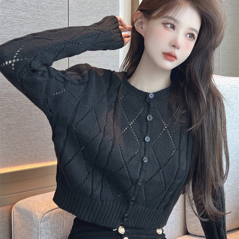 Áo cardigan dệt kim ZHELIHANGFEI tay dài eo cao trẻ trung quyến rũ dành cho nữ