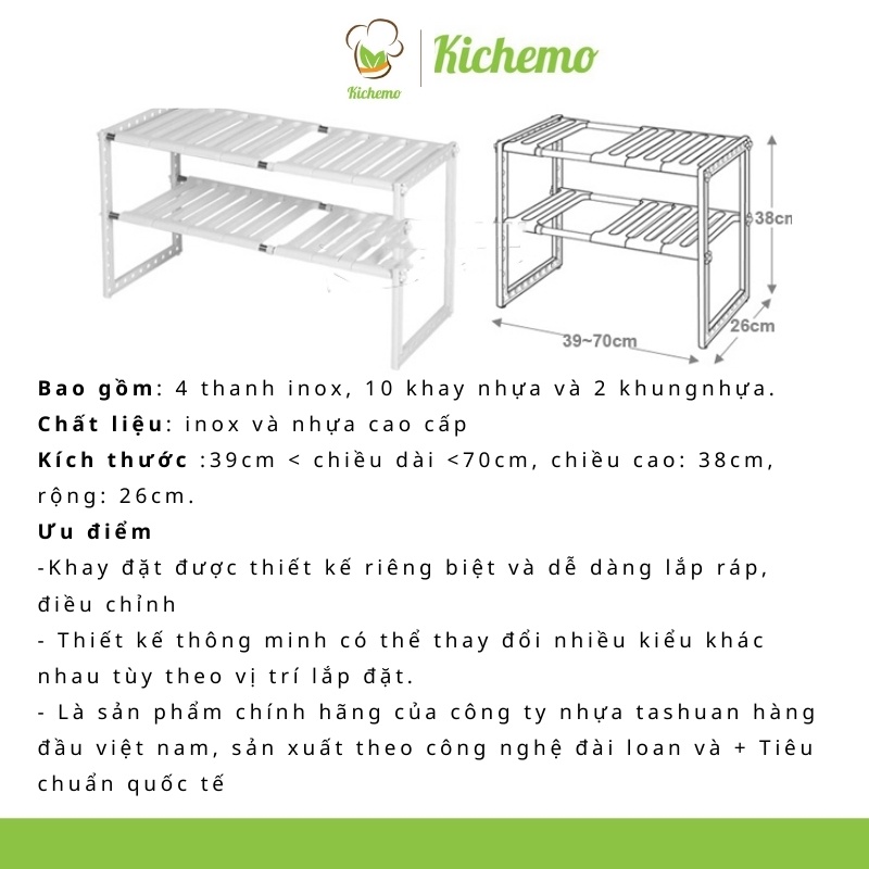 Kệ Để Xoong Nồi Gầm Bếp 2 Tầng ĐA NĂNG Gọn Gàng, Ngăn Nắp KHUNG INOX CHỊU LỰC