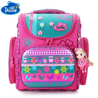 Balo chống gù nga dễ thương với móc chìa khóa búp bê, chống nước cho bé gái - C02