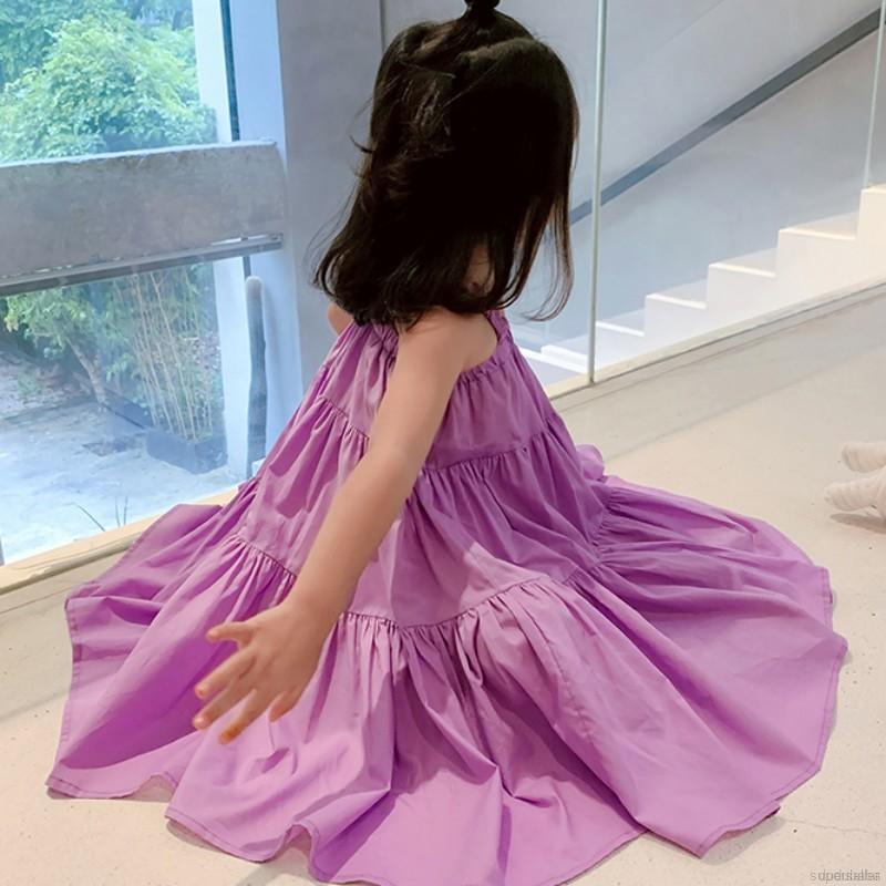 Đầm Hai Dây Thời Trang Đi Biển Mùa Hè Đáng Yêu Cho Bé Gái