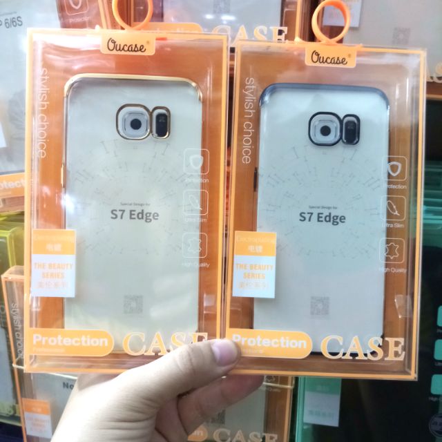 Ốp dẻo Ou case cho Galaxy S7 Edge viền xi mạ Crow