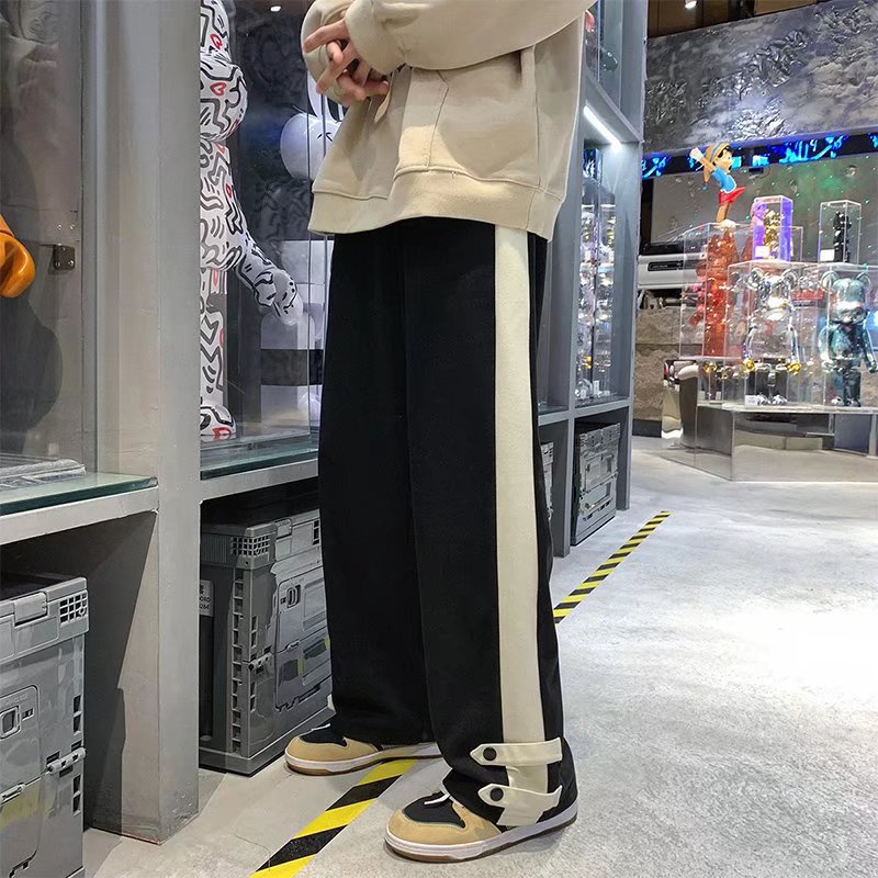 Quần ống rộng nam Sọc Caro Trắng Đen Trẻ Trung Thời Trang Cho unisex dài trắng bigsize Hàn Quốc simple quần ống suông