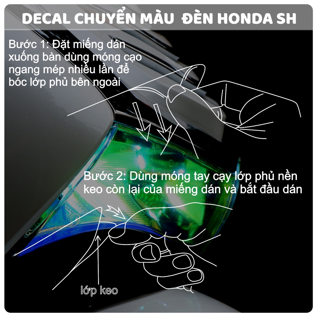 Decal CHÓA ĐÈN Honda SH chuyển màu bảo vệ CHÓA ĐÈN SH màu xanh cánh cam