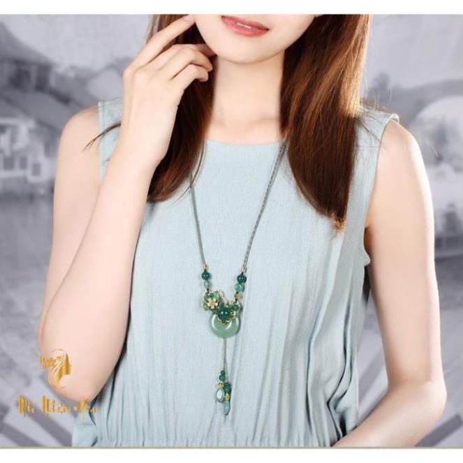 VC050 Dây Chuyền đá cao cấp Đông Linh, Mã Não xanh
