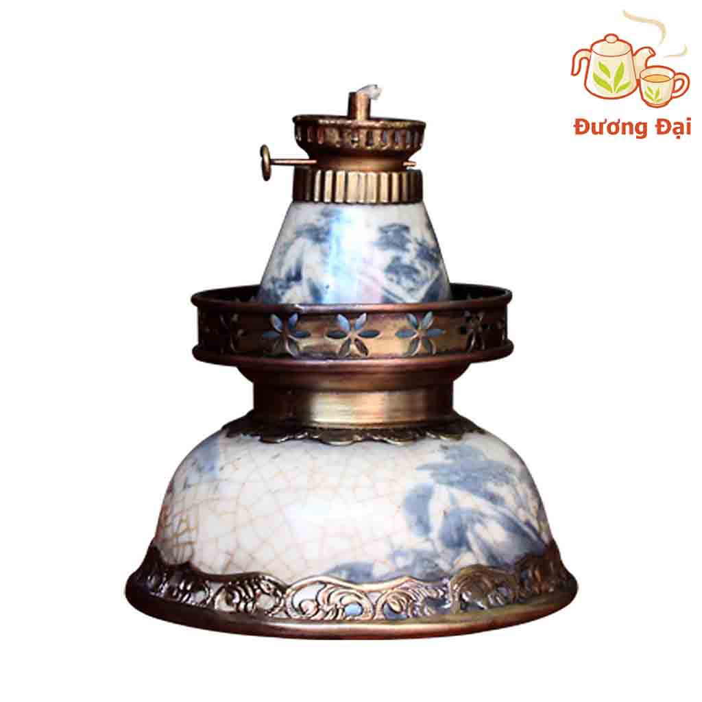 Đèn thờ dầu men rạn Bát Úp cổ Gốm Sứ Bát Tràng Đương Đại
