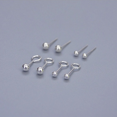 Khuyên tai nam nữ bạc tròn nhiều size hạt bi mindot basic (1 chiếc) | GEMY SILVER K56