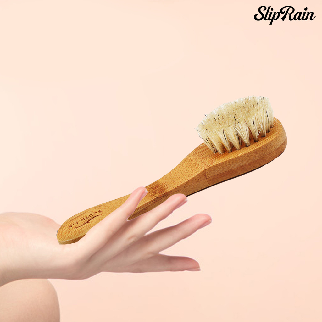 Sliprain ♥Face Cleaning Brush Burr-free Glowing Skin Boar Bristles Wooden Face Cleaning Brush