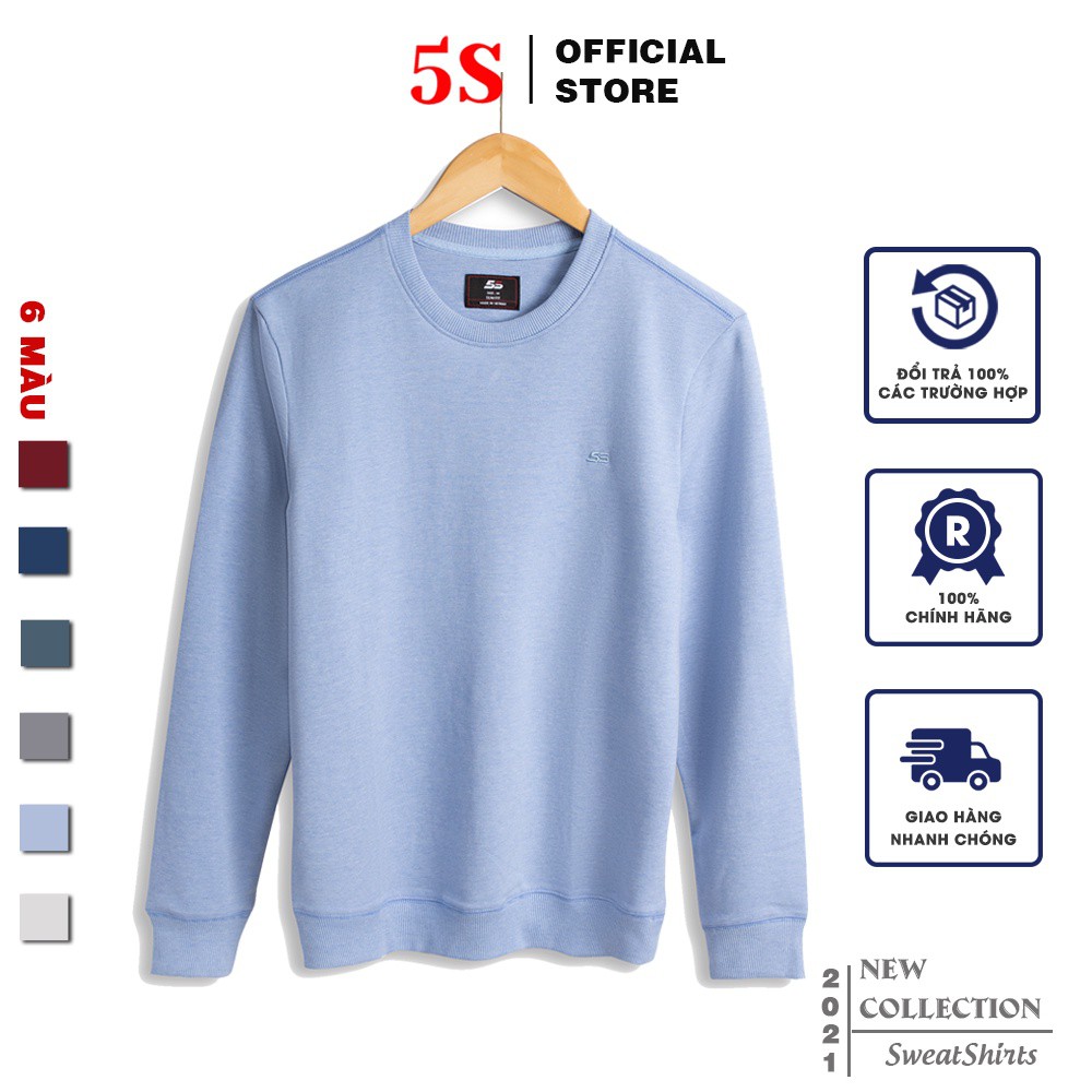Áo Nỉ Nam 5S Cổ Tròn (6 màu), Chất Cotton Cao Cấp, Vải Trơn, Phom Ôm Trẻ Trung, Màu Sắc Cơ Bản Dễ Phối Đồ (ANI21013) - H