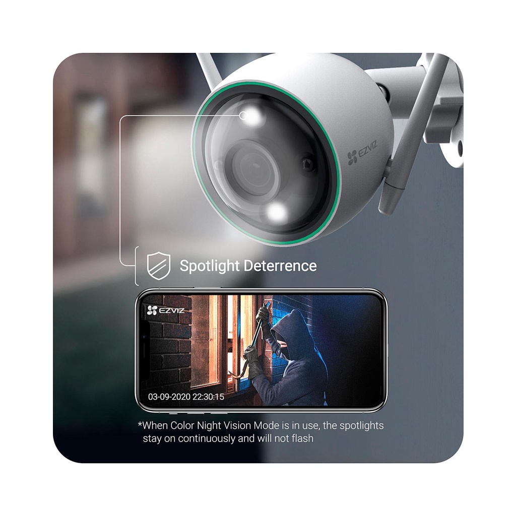 Camera Wifi ngoài trời EZVIZ C3N 2MP Full HD - Màu ban đêm, đèn báo động, tích hợp AI phát hiện người