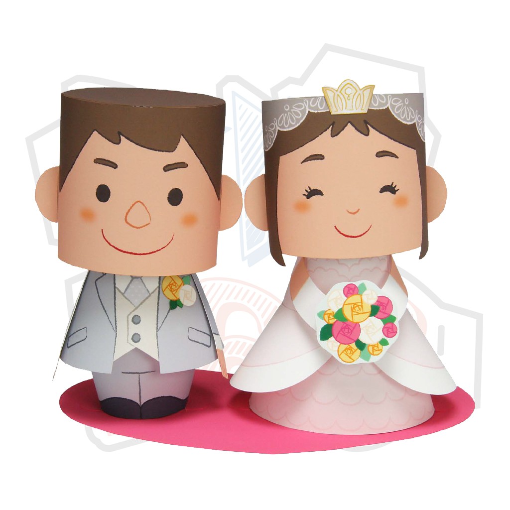Mô hình giấy Lễ hội cute chibi Message Doll Wedding