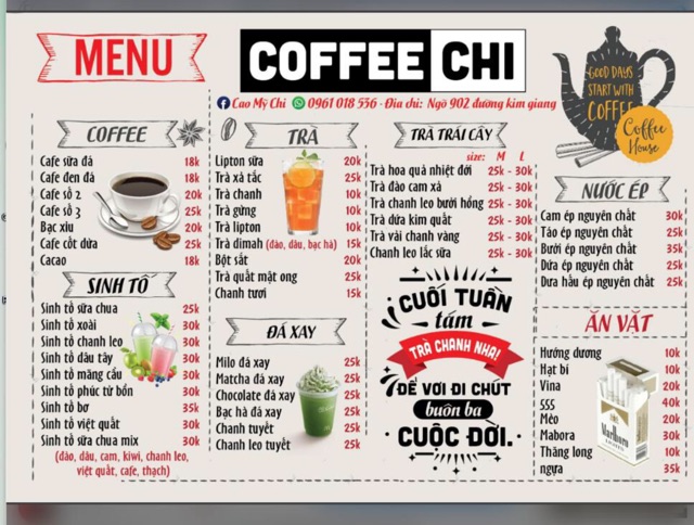 IN MENU CAFE, NHÀ HÀNG, QUÁN NHẬU