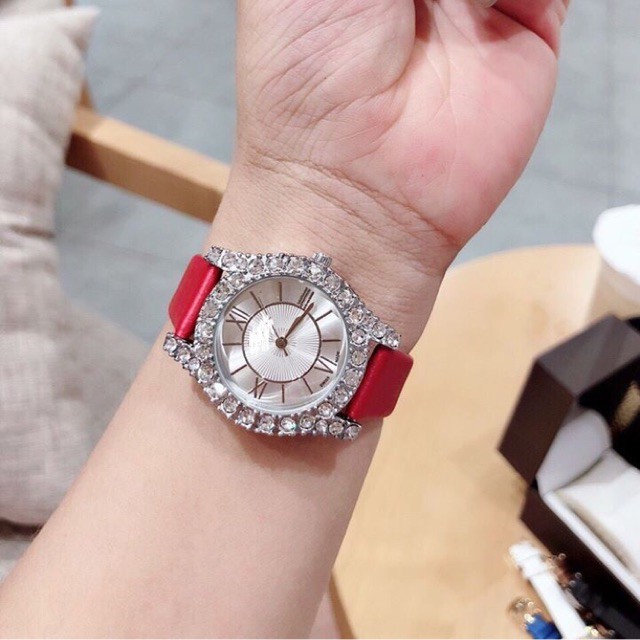 9K] Đồng Hồ Nữ HORPA Dây Da Viền Đá Thời Trang