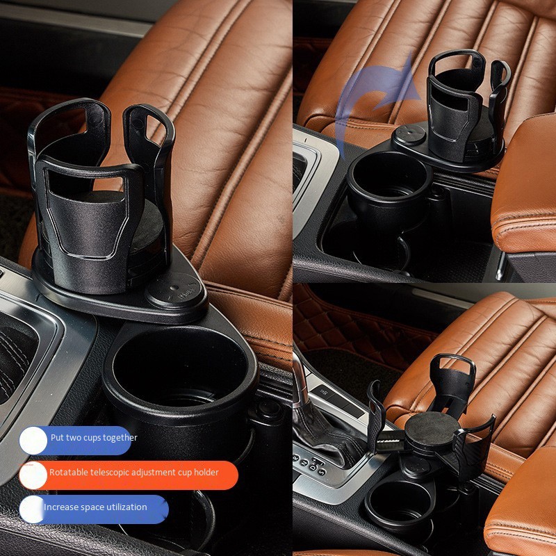 2 in 1 Cup Holder Slip-Proof 360 Degree Rotating Multifunctional Cup Holder with 16Pcs Sponge Mat Carbon Fiber Pattern