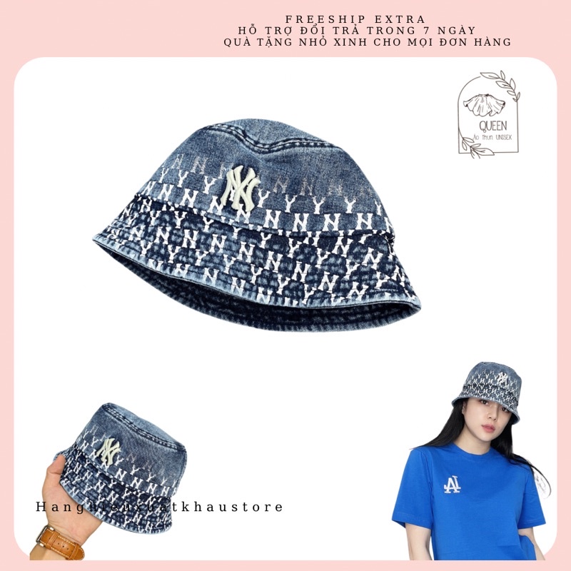 Bản Vip Nón tròn / Bucket Jean logo thêu N..Y nam nữ hottren
