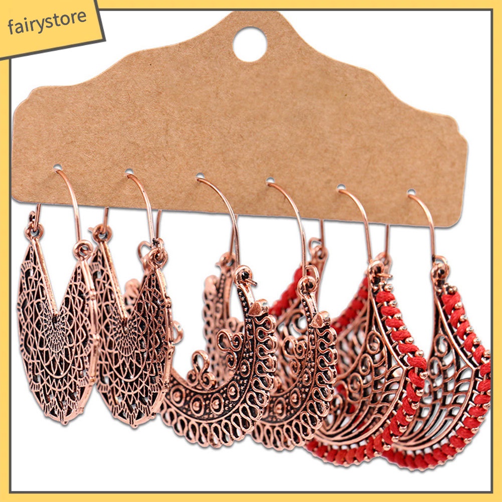 Set 3 cặp khuyên tai nữ thiết kế ấn tượng thời trang