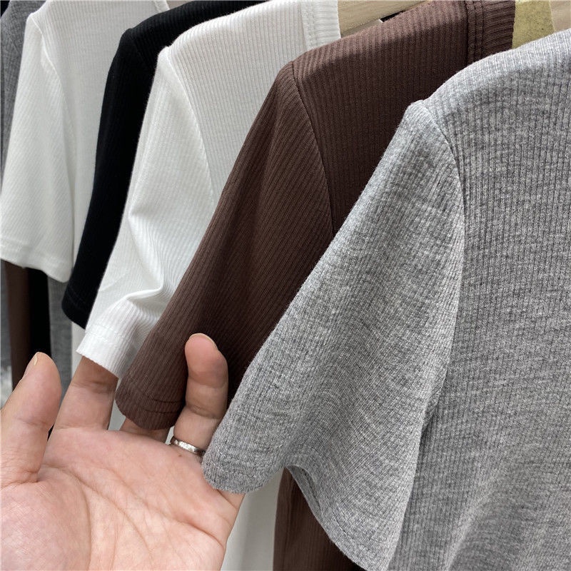 SUXI Áo Thun Tay Ngắn Cổ Tròn Màu Sắc Đơn Giản Thời Trang Mùa Hè Dành Cho Nữ