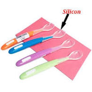 Thìa ăn dặm cho bé silicon cán dài