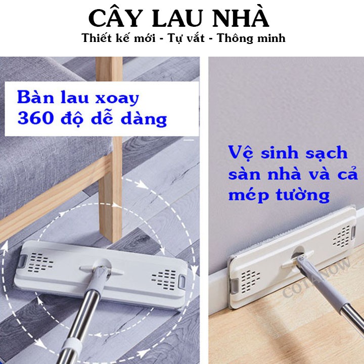 Cây Lau Nhà Tự Vắt Thông Minh 2 Ngăn Xoay 360 Độ COTANOW