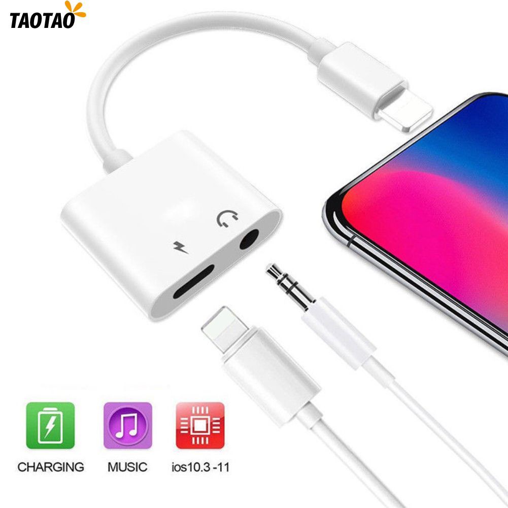 Đầu Chia Cổng Âm Thanh 3.5mm 8 Pin 2 Trong 1 Cho Iphone X Xs Max Xr 6 7 8 6s Plus