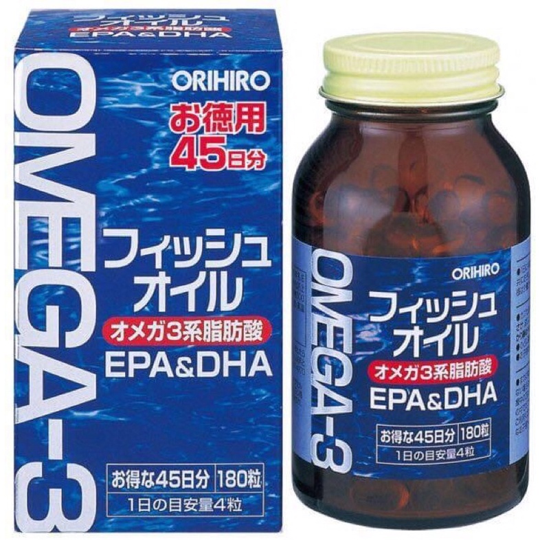 Dầu Cá Omega 3 EPA &amp; DHA Orihiro Nhật Bản Hộp 180 viên ( Hàng Chính Hãng )