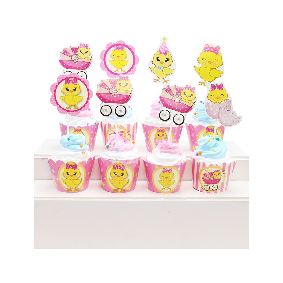 12 NHÃN QUẤN BÁNH CUPCAKE + 12 TEM CẮM BÁNH CUPCAKE (09 CHỦ ĐỀ) trang trí sinh nhật