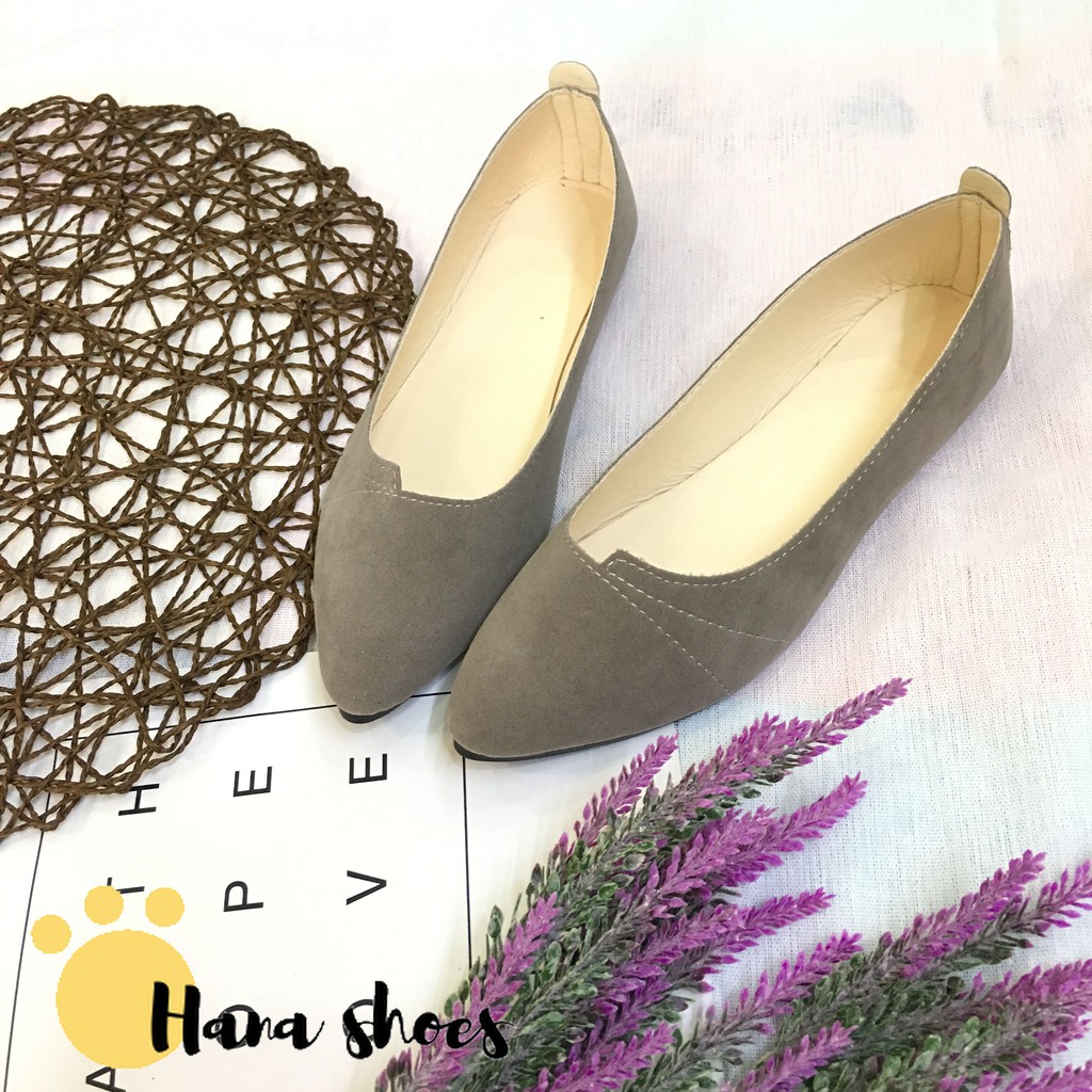 Hình thật_ OD1 Giày bệt búp bê nữ da lộn hàng Qc cao cấp