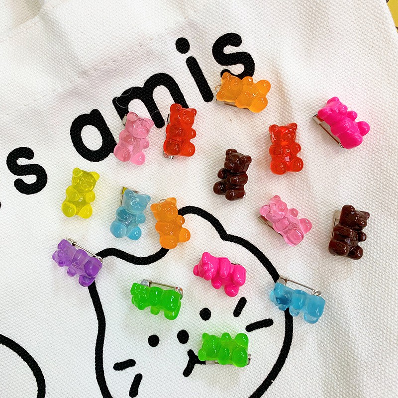 Huy Hiệu Ghim Cài Áo Balo Hình Kẹo Dẻo Gummy Bear Nhiều Màu