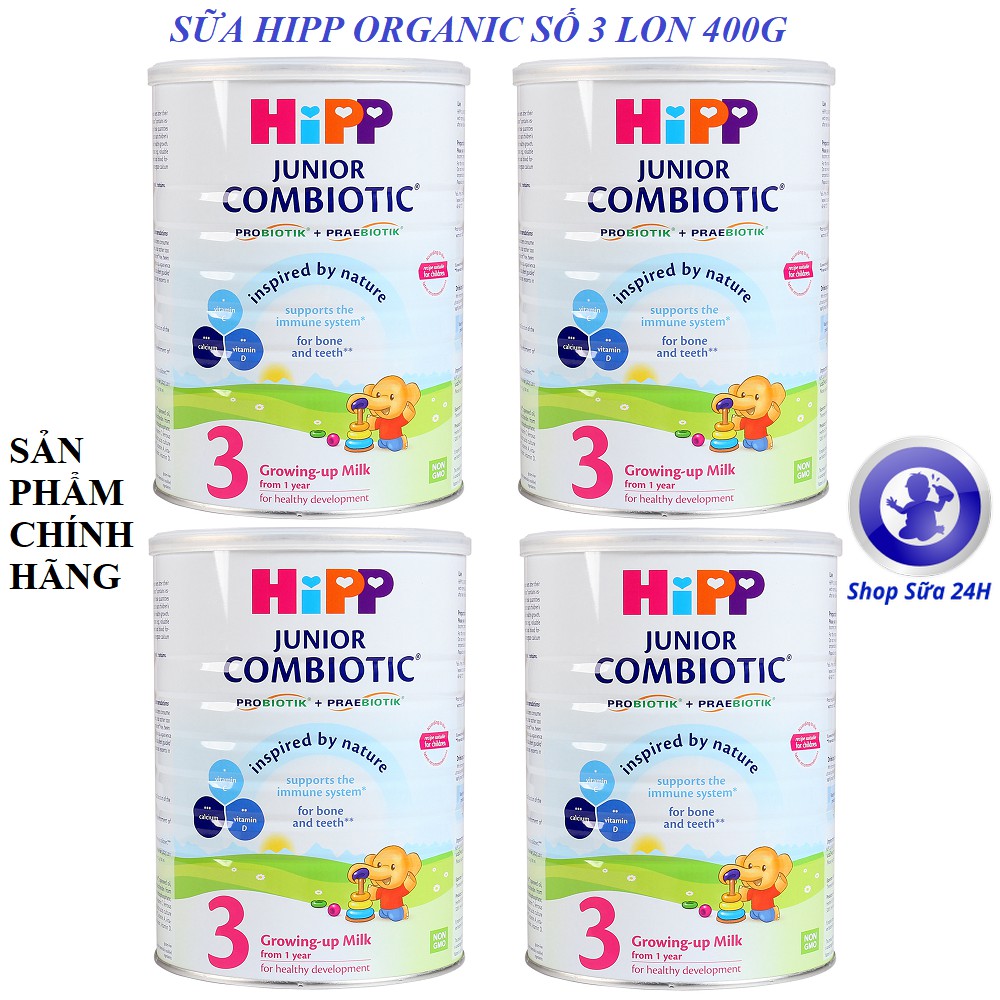 Combo 4 Lon 350g Sữa HiPP ORGANIC COMBIOTIC SỐ 1, SỐ 2, SỐ 3