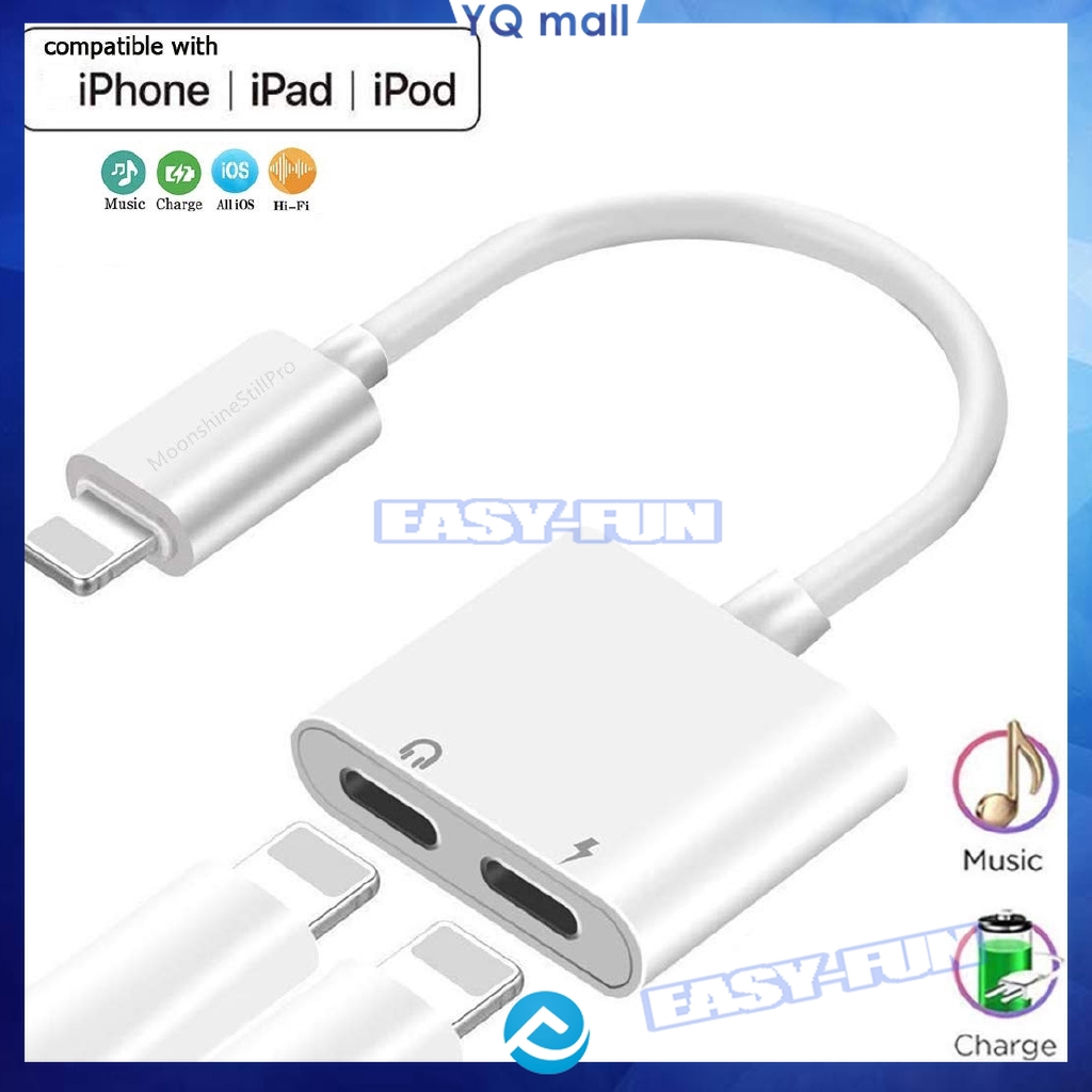 Jack chuyển đổi + giắc chia cổng vừa sạc vừa đeo tai nghe cho iPhone sử dụng IC zin Apple  (Hỗ Trợ Mic Cho iPhone 7 đến 11promax)