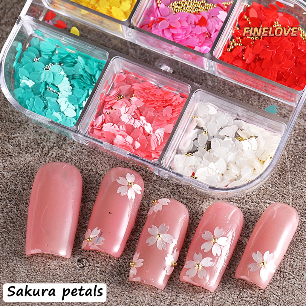 1 Hộp Phụ Kiện Trang Trí Móng Tay Chống Nước Hình Cánh Hoa Anh Đào