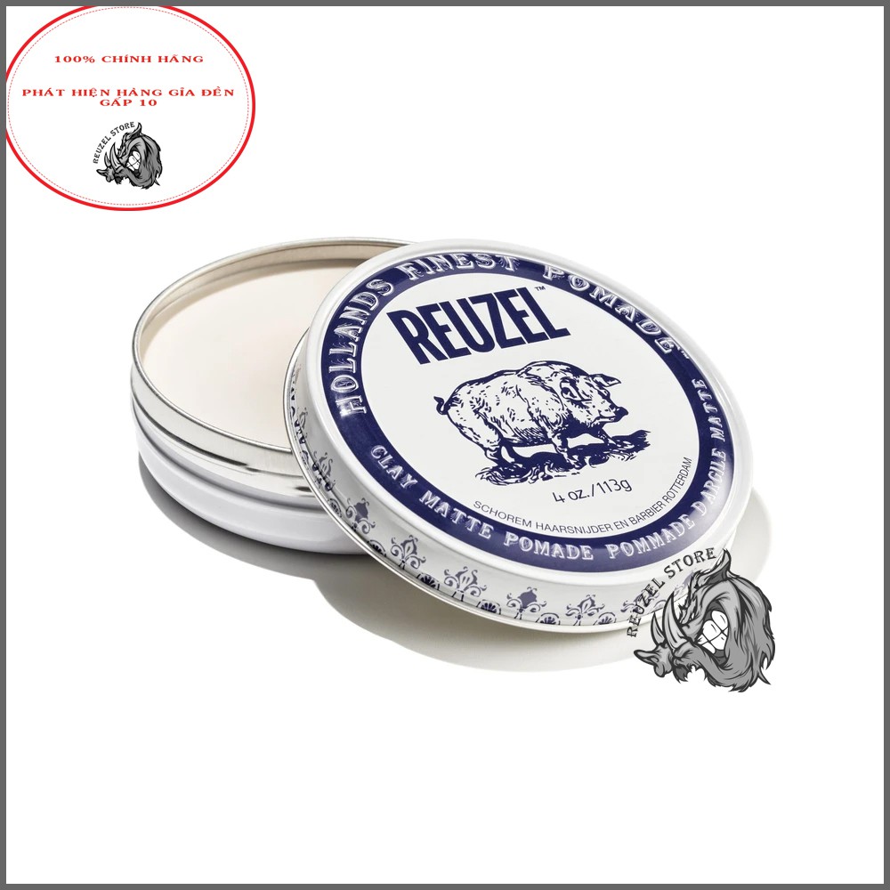 [TẶNG PRESTYLING 30ml] CHÍNH HÃNG Pomade vuốt tóc Reuzel Clay Matte - 113g - nhập khẩu Hà Lan