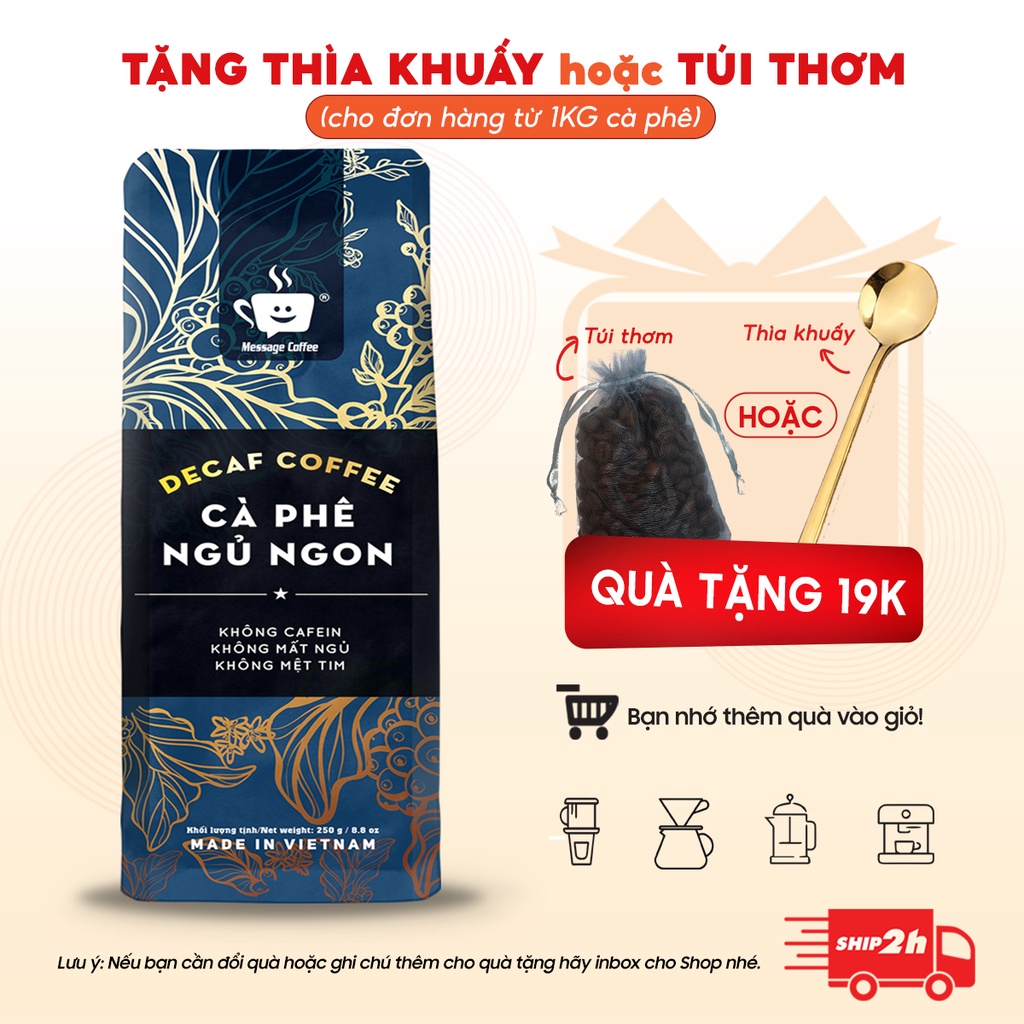 [TẶNG PHIN] Combo 2kg cà phê Decaf cao cấp - Cafe tách cafeine, ít đắng, không mất ngủ, dành cho người đau dạ dày