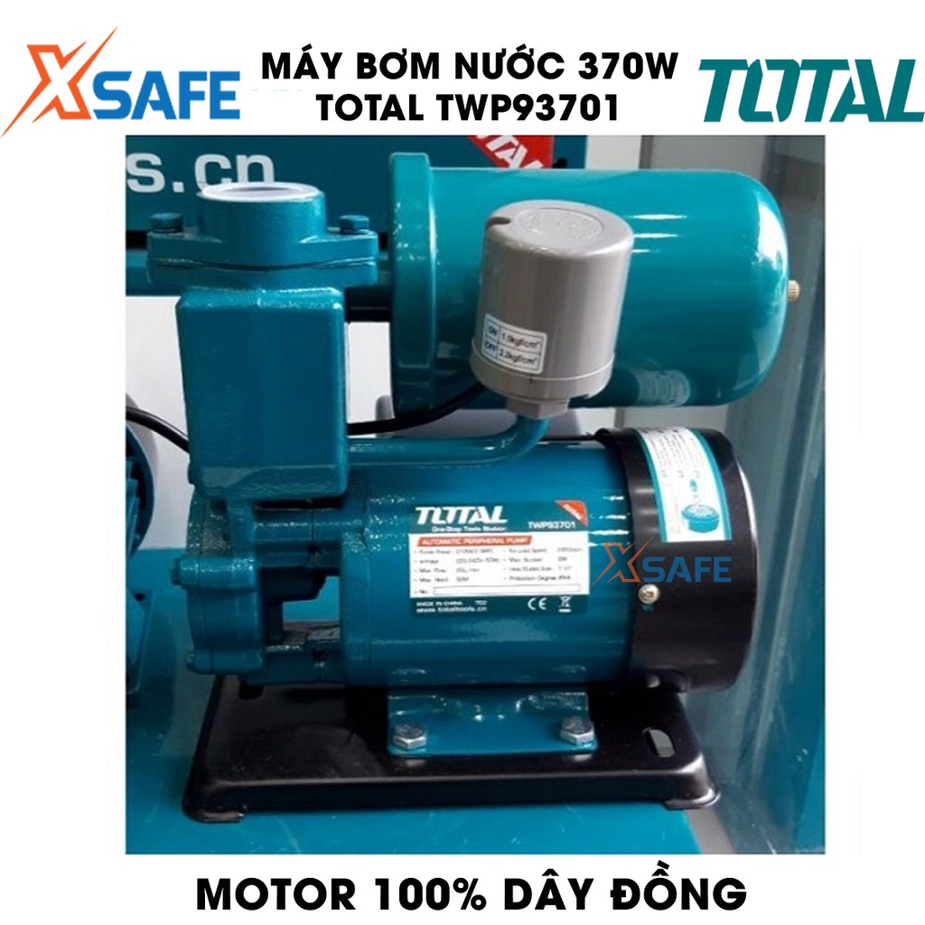 Máy bơm nước 370W TOTAL TWP93701 motor dây đồng,chiều cao bơm tối đa 32m, lưu lượng tối đa 35 lít/ph